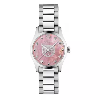 Gucci G-Timeless naiste käekell YA1265013 27mm roostevabast terasest hõbedase sihverplaadiga