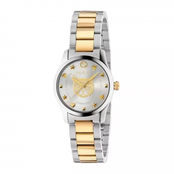 GUCCI G-Timeless naiste käekell YA126596 27mm roostevaba teras, hõbedane sihverplaat