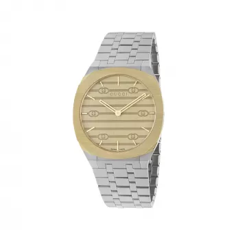 GUCCI G-Timeless naiste käekell YA163403 34mm roostevabast terasest hõbedane päikesepoleeritud sihverplaat