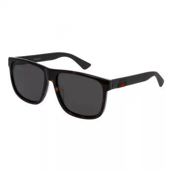 Gucci GG0010S-003 meeste ruudukujulised päikeseprillid, läikiv must raam, hallid läätsed, 58/16/145 mm