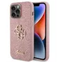 GUESS Apple iPhone 15 Pro Max fikseeritud glitter 4G metallist logoga ümbris roosa