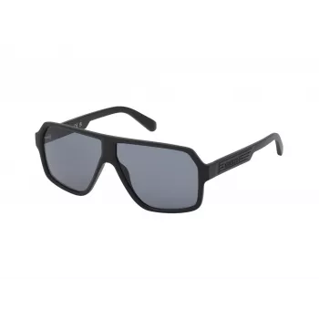 GUESS GF00047-6102A meeste ristkülikukujulised päikeseprillid - läikiv must raam, suitsused läätsed, 61 mm