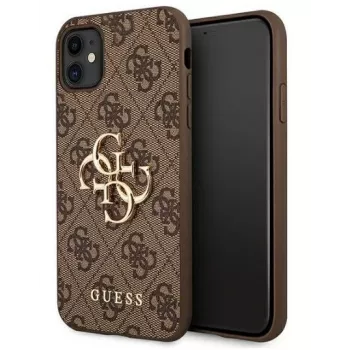 GUESS iPhone 11 / XR kõva ümbris 4G suure metalllogoga pruun