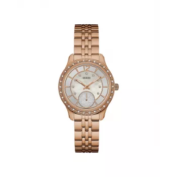 GUESS W0931L3 Naiste kvartskell 35mm valge silikoonrihmaga