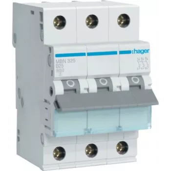 Hager MBN325 3-pooluseline 25 A B-karakteristikuga kaitselüliti, 6 kA, 3 moodulit