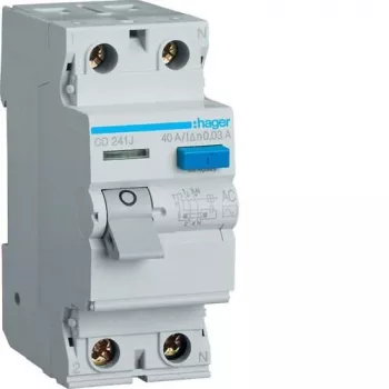HAGER Rikkevoolukaitselüliti 2P 40A 30mA Tüüp AC CD241J