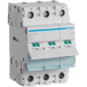 Hager SBN340 3-pooluseline 40A koormuslüliti, 3 moodulit DIN-liinile