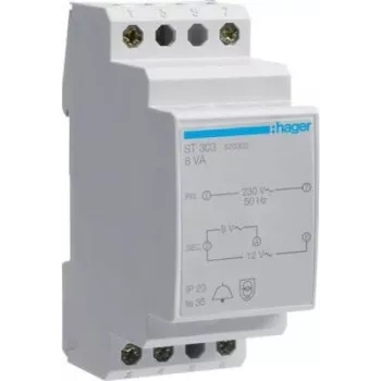 Hager ST303 uksekella trafo 230V kuni 8V/12V 8VA 2 moodulit