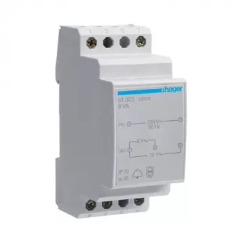 Hager ST303 uksekella trafo 230V kuni 8V/12V 8VA 2 moodulit