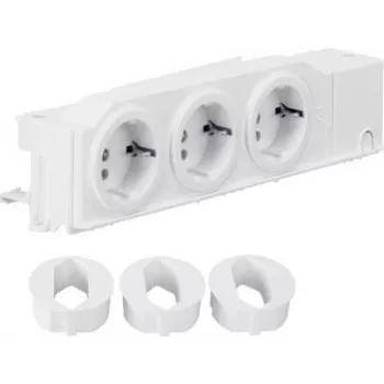 Hager VZ00AS DIN-liinile paigaldatav Schuko pistikupesa, 3 pesa, pööratav, kruviklemmid, helehall