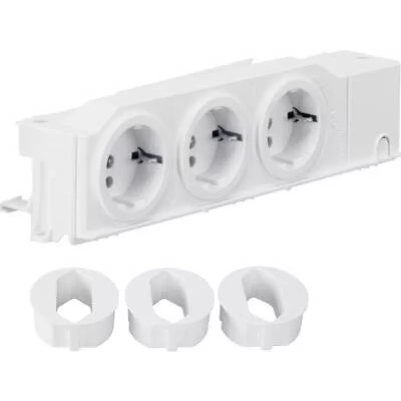 Hager VZ00AS DIN-liinile paigaldatav Schuko pistikupesa, 3 pesa, pööratav, kruviklemmid, helehall