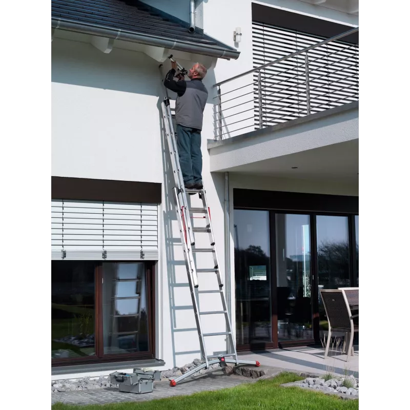 Hailo S100 ProfiLOT Kombineeritud Redel, Alumiinium, 2x6+1x5 Pulka, 3-osaline, Max Koormus 150 kg