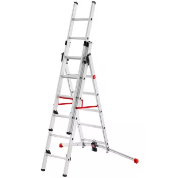 Hailo S100 ProfiLOT Kombineeritud Redel, Alumiinium, 2x6+1x5 Pulka, 3-osaline, Max Koormus 150 kg