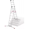 Hailo S100 ProfiLOT kombineeritud redel, alumiinium, 3-osaline, 2x9+1x8 astet, max töökõrgus 7,00 m
