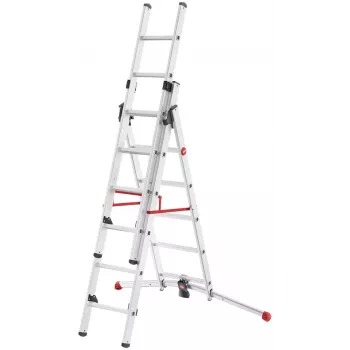 Hailo S100 ProfiLOT kombineeritud redel, alumiinium, 3-osaline, 2x9+1x8 astet, max töökõrgus 7,00 m