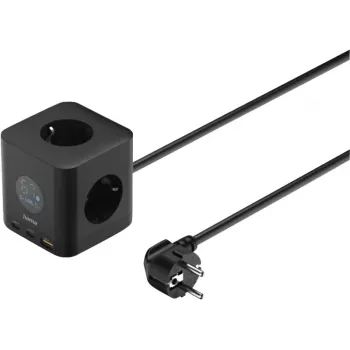 Hama 3-kohaline pikendus 2x USB-C, 1x USB-A, 67W, ekraan, 1,4m, must (00223196)