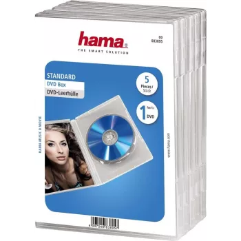 Hama DVD-karp, 1 plaadi mahutavus, läbipaistev, 5-pakk 00083895