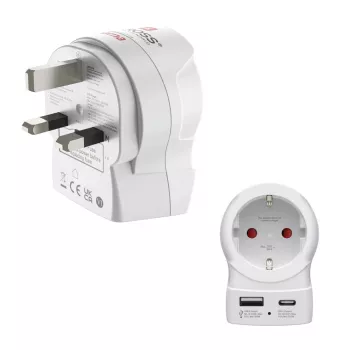 Hama Reisadapter EU-UK 1x USB-A USB-C Power Delivery 20W Valge