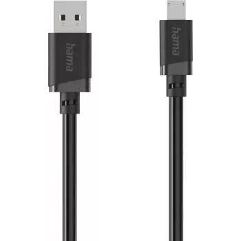 Hama USB-A - Micro-USB laadimis- ja andmekaabel, 1 m, must 00201803