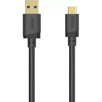 Hama USB-C kaabel, USB-A - USB-C, USB 3.2 Gen1, 5 Gbit/s, 0,25 m, must 00202004