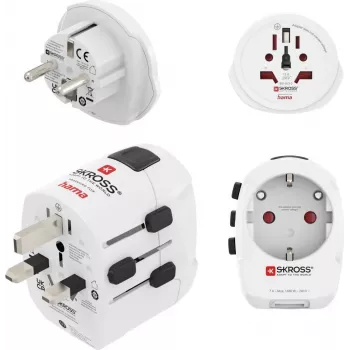Hama World Travel Pro Light USB universaalne reisiadapteri komplekt, 3-pooluseline, 2x USB, must 00223464