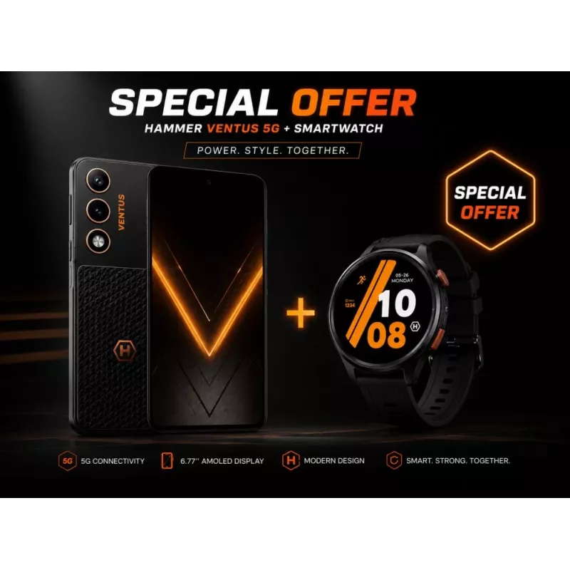 Hammer Ventus 5G 6,77 inch AMOLED 5G nutitelefon 8GB RAM 256GB must