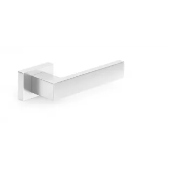 HANDLE DOOR CUBE RT CHROME - poleeritud kroom tsingisulamist kangiga ukselink komplekt kandilise rosetiga, pööratav siseustele, 52x52mm rosett, 130mm kang