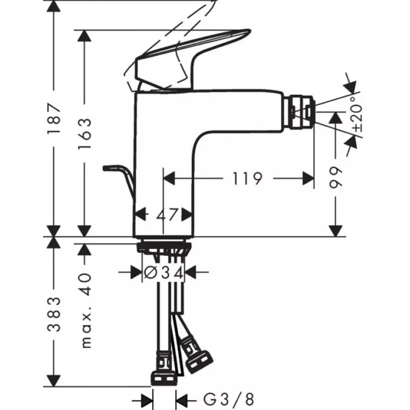 HANSGROHE Logis Bidet Segisti 71200000 põhjaga