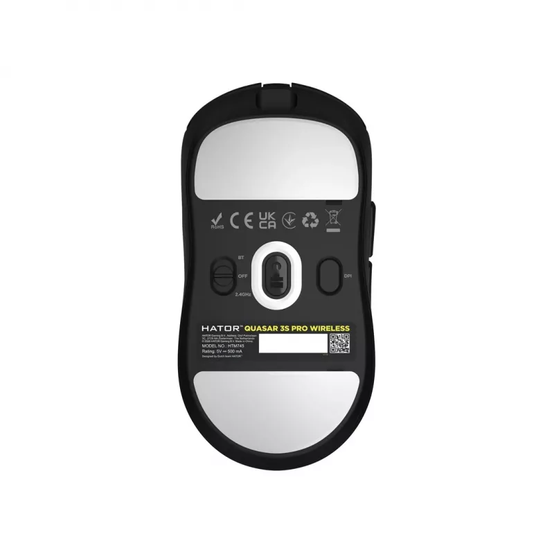 Hator Quasar 3S Pro Wireless mänguhiir, must, 26000 DPI, optiline, 2.4 GHz, USB-C, paremakäeline, RGB