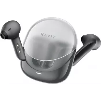 HAVIT Modern Buds tõelised juhtmevabad stereokõrvaklapid Bluetooth 5.3, ENC mikrofon, IPX4 veekindlus, puutejuhtimine, madala latentsusega mängurežiim, USB-C laadimiskarp, must