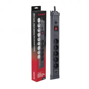 Hawk HWPS501GY Toiteplokk 1,5m Hall 5 Pesaga Schuko
