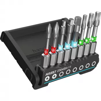 HAZET 2304SH-11 8-osaline otsakute komplekt, sisemine Torx ja kuuskant, 1/4 tolli otsak, magnetiline hoidik