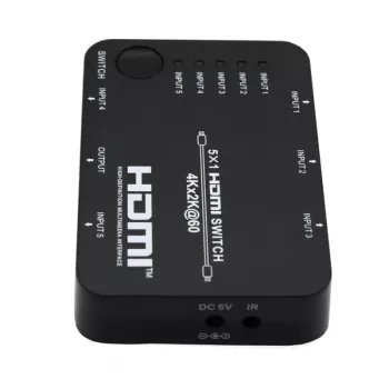 HDCVT HDS-B51 5x1 HDMI 2.0 lüliti 4K@60Hz HDR10 Dolby Vision HDCP 2.2 18Gbps IR-puldiga