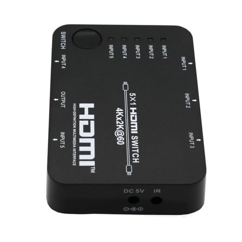 HDCVT HDS-B51 5x1 HDMI 2.0 lüliti 4K@60Hz HDR10 Dolby Vision HDCP 2.2 18Gbps IR-puldiga