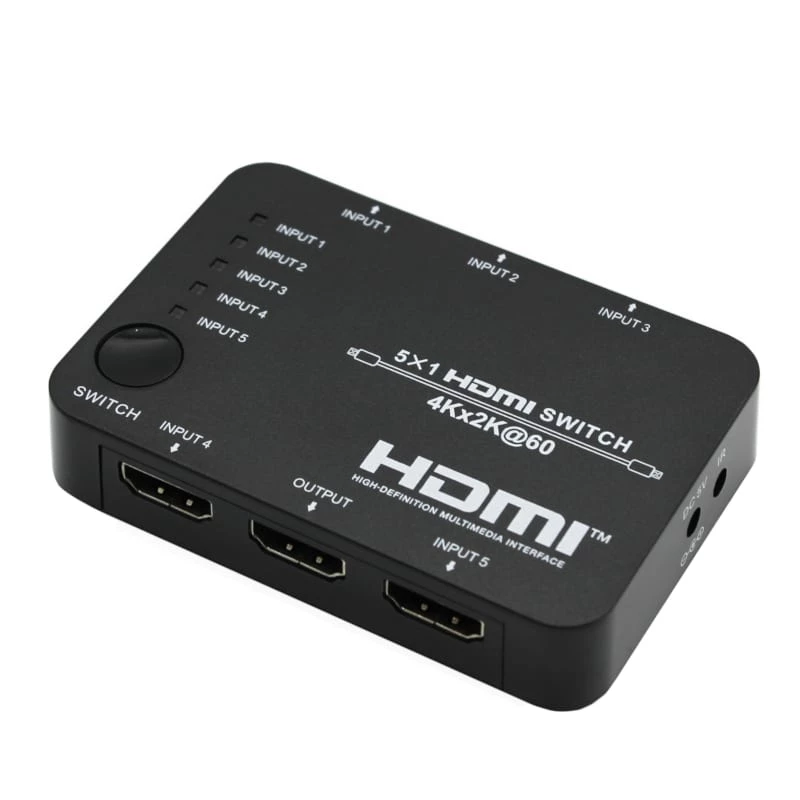 HDCVT HDS-B51 5x1 HDMI 2.0 lüliti 4K@60Hz HDR10 Dolby Vision HDCP 2.2 18Gbps IR-puldiga