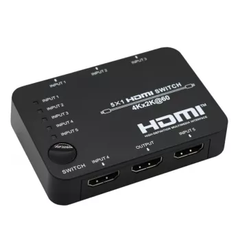 HDCVT HDS-B51 5x1 HDMI 2.0 lüliti 4K@60Hz HDR10 Dolby Vision HDCP 2.2 18Gbps IR-puldiga
