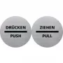 HELIT H6271700 Push/Drucken piktogramm silt, roostevaba teras, isekleepuv, 115 mm, hõbedane musta trükiga