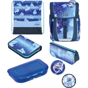 Herlitz FiloActive XL Plus Cosmic koolikottide komplekt (19L ergonoomiline seljakott koos pliiatsikarbi ja spordikotiga)