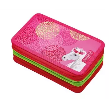 Herlitz Triple Bloomy Horse pliiatsikarp, 31-osaline komplekt, polüester, 3 tõmblukuga sektsiooni, mitmevärviline 50038770