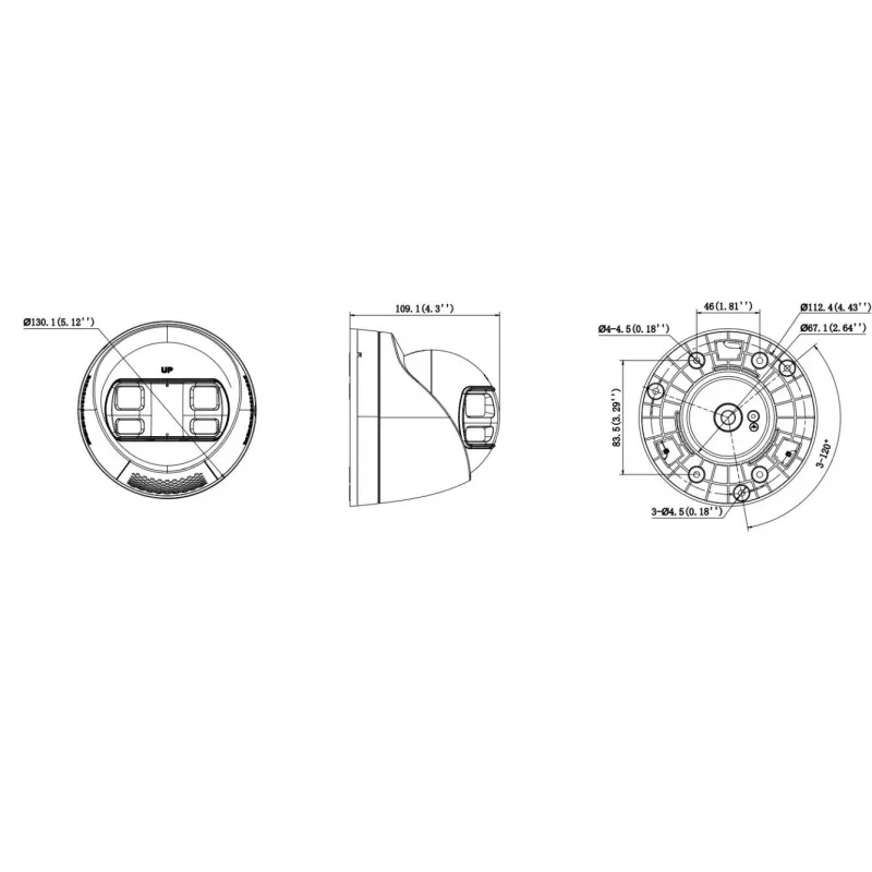 Hikvision DS-2CD1383G2P-LIUF/SL 8 MP Smart Hybrid Light Turret IP-kaamera kahesuunalise heliga, 2.0 mm objektiiv