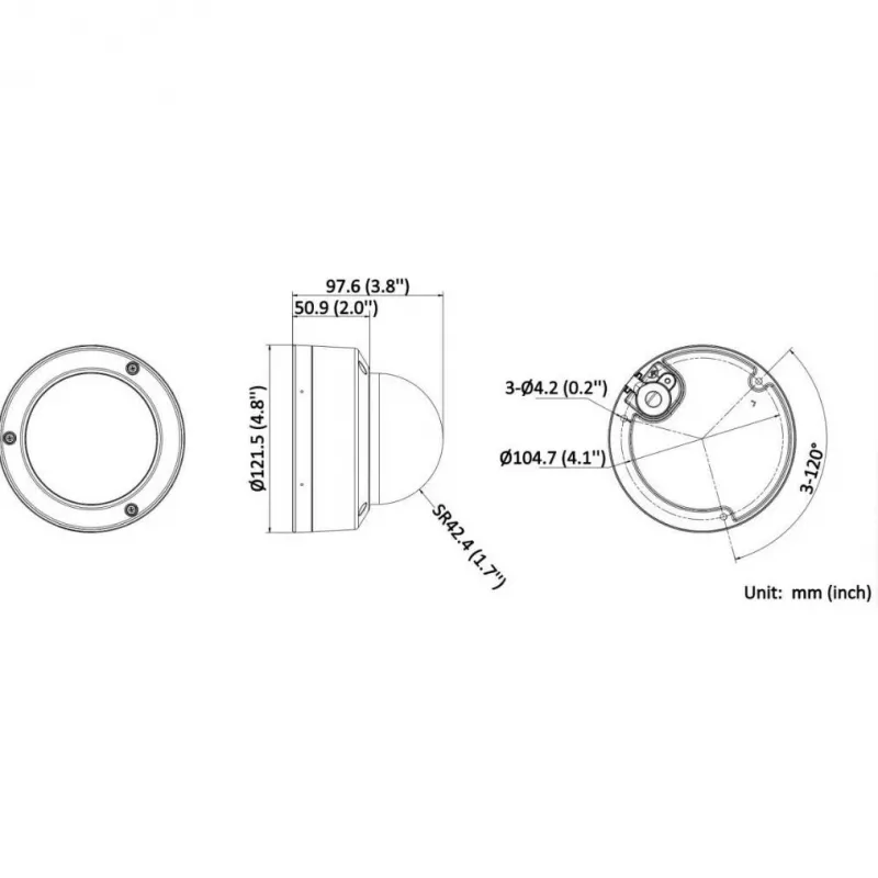 Hikvision DS-2CD3163G-ISU 6MP välis-võrgukuppelkaamera AcuSense'iga, 2,8mm objektiiv, IP67, IK10