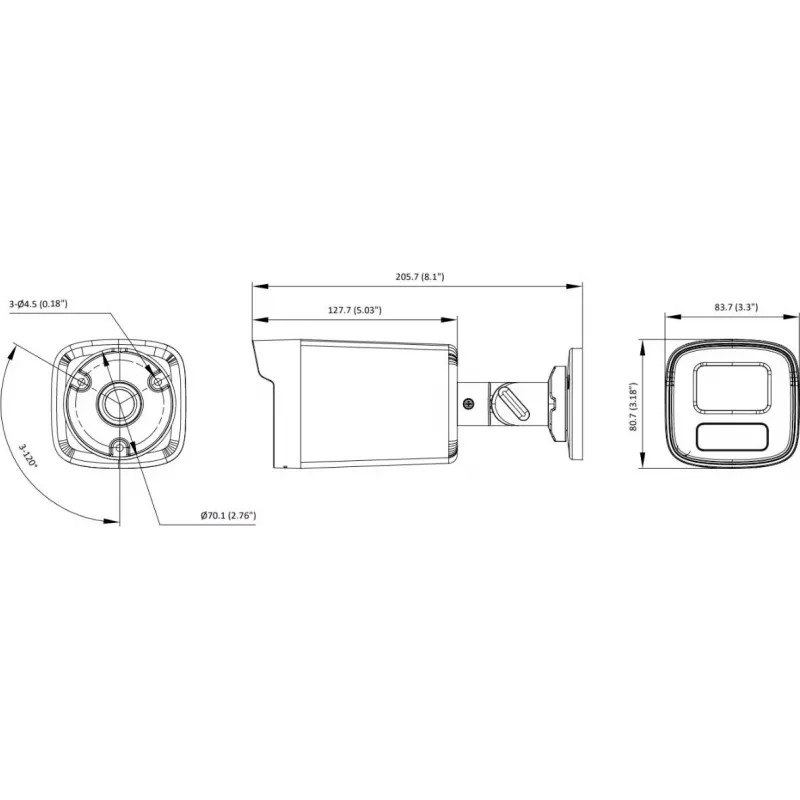 Hikvision DS-2CE12UF3T-LS 3K ColorVu 4-in-1 mini kuulkaamera 2,8mm objektiiviga, 40m soe valgus, IP67