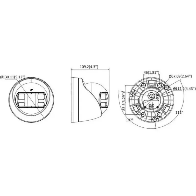 Hikvision DS-2CE72KF3TP-DLS(180°) 3K turret CCTV-kaamera 2.8mm objektiiviga, 100° vaateväli, valge valgus, IP67, 12VDC