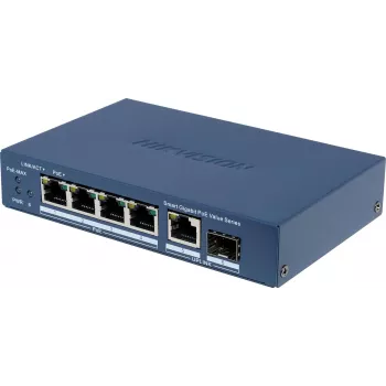 Hikvision DS-3E1506P-EI/M-4P1T1F(O-STD) Unmanaged Switch with 4-Port PoE+, 1 Gigabit RJ45 and 1 SFP Uplink
