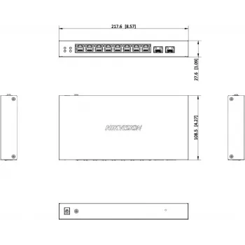 Hikvision DS-3E1510P-EI/M-8P2F 8-pordiline Gigabit PoE+ nutihallatav kommutaator 2 SFP-pordiga