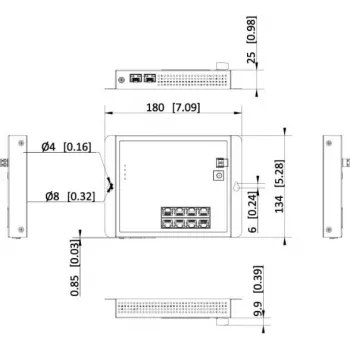 Hikvision DS-3T1510P-SI-FLT(O-STD) 10-pordine tööstuslik nutikas hallatav PoE+ kommutaator 8 Gigabit PoE+ pordi ja 2 SFP-ga, 120W eelarve, DIN-liist, ilma toiteallikata