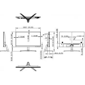 Hikvision DS-D5224F3-1V0SV/D 23.8-tolline IPS Full HD monitor HDMI ja VGA-ga, kitsa raamiga, kallutatav