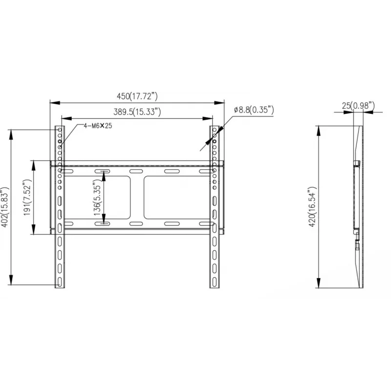 Hikvision seinakinnituskomplekt monitorile - SPCC külmvaltsitud teras - must - Ekraani suurus: 42-55 tolli (106,7-139,7 cm)