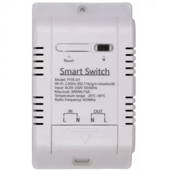 HISMART TUYA 1-kanaliline nutikas lüliti välise temperatuurianduriga, Wi-Fi ja RF, 16A, AC 85-250V