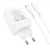 HOCO 35W Dual USB-C + USB-A PD & QC3.0 seinadapter USB-C–Lightning kaabliga, valge